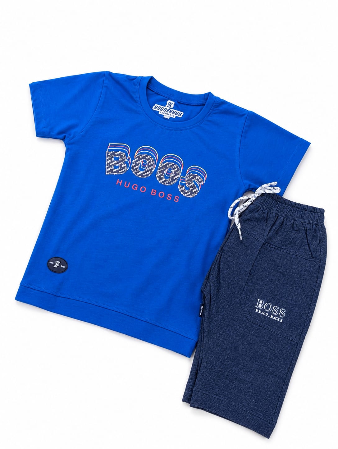 Baby Boys' Graphic Logo Tee & Drawstring Melange Shorts 2-Piece Set Suit