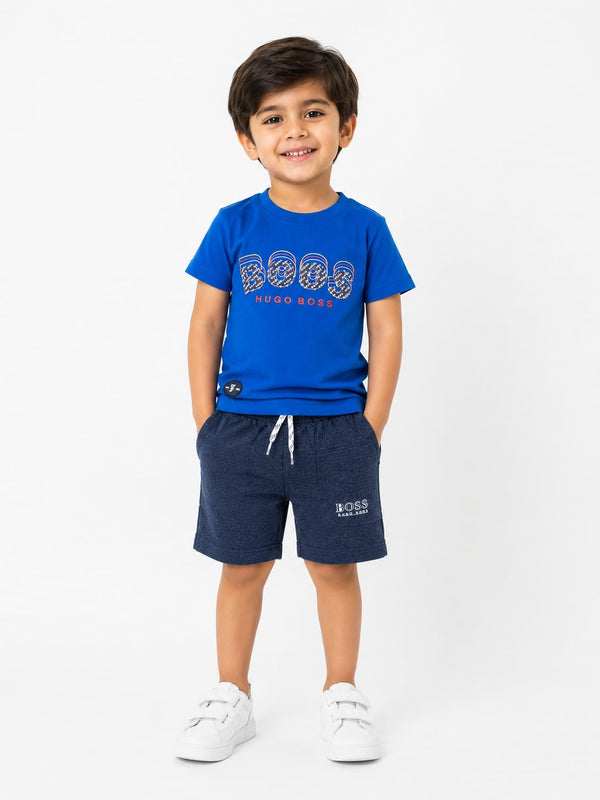Baby Boys' Graphic Logo Tee & Drawstring Melange Shorts 2-Piece Set Suit