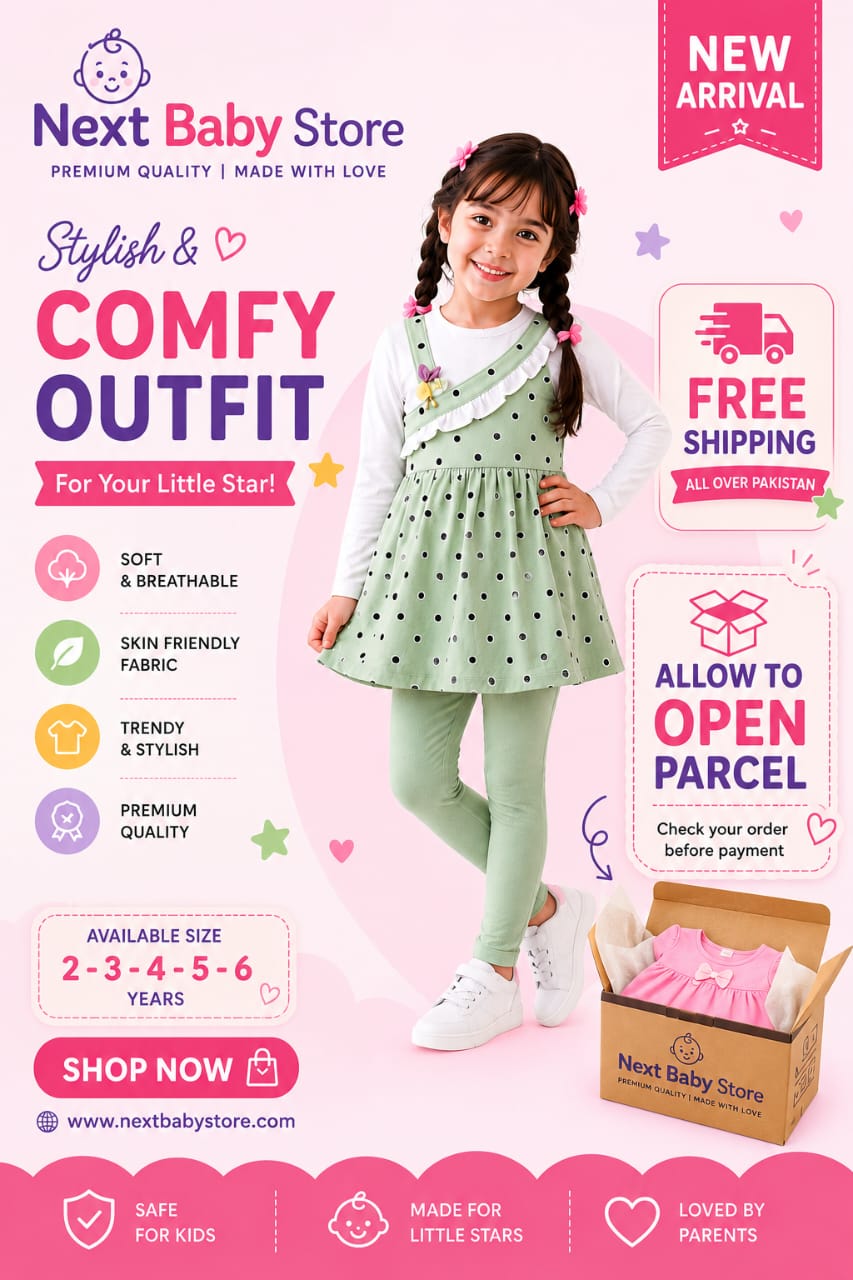 Girls' Premium 2-Piece Pinafore Set – Sage Green Polka Dot