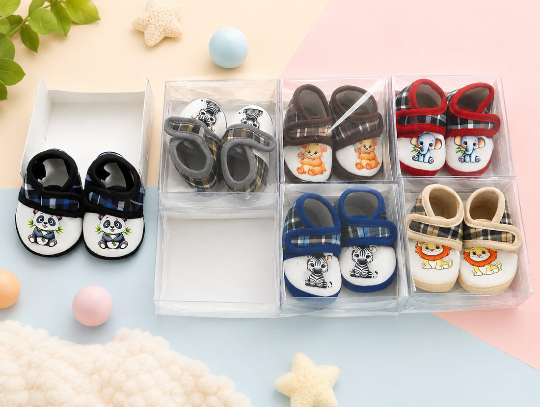 Premium 6-Pack Soft-Sole Baby Cute Animal Prints Booties (0-12 Months)