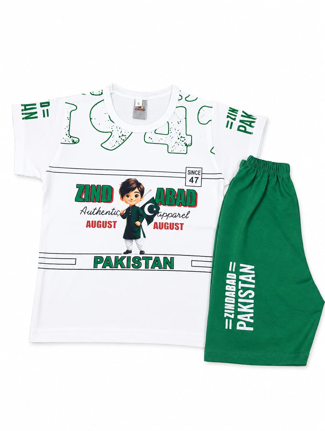 Boys 14th August "Pakistan Zindabad" 3D Print T-Shirt & Shorts Independence Day Outfit Set