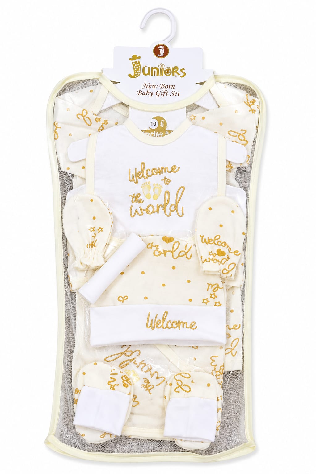 Premium Newborn Baby 10-Piece Infant Gift Set | Matching Bodysuit, Beanie, Bib, Mittens & Booties Bundle