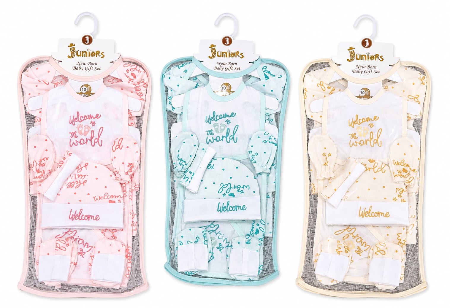 Premium Newborn Baby 10-Piece Infant Gift Set | Matching Bodysuit, Beanie, Bib, Mittens & Booties Bundle
