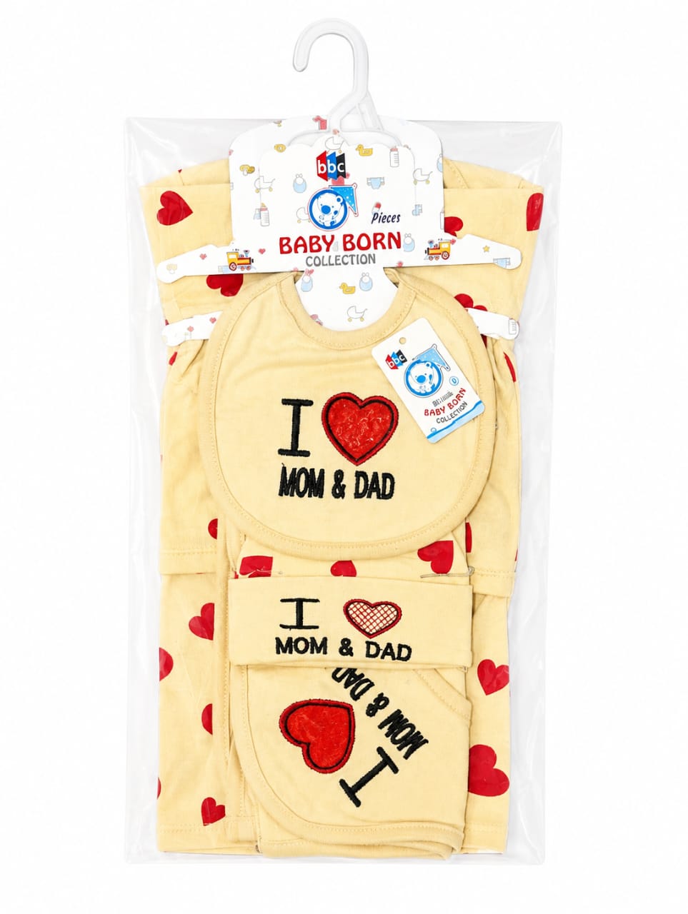Infant Premium 5-Piece Layette Gift Set – "I Love Mom & Dad" Collection