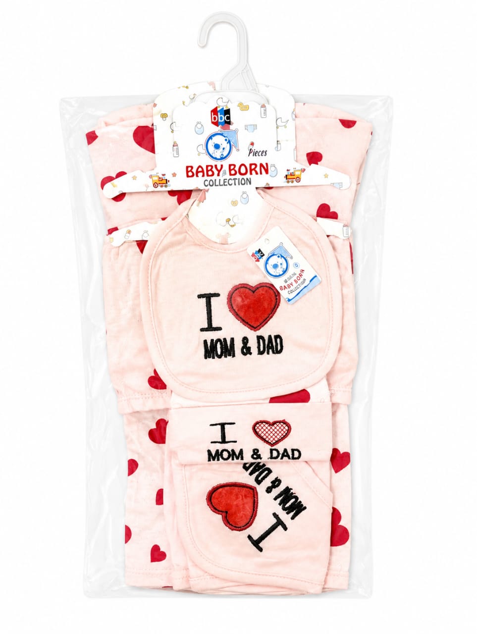 Infant Premium 5-Piece Layette Gift Set – "I Love Mom & Dad" Collection