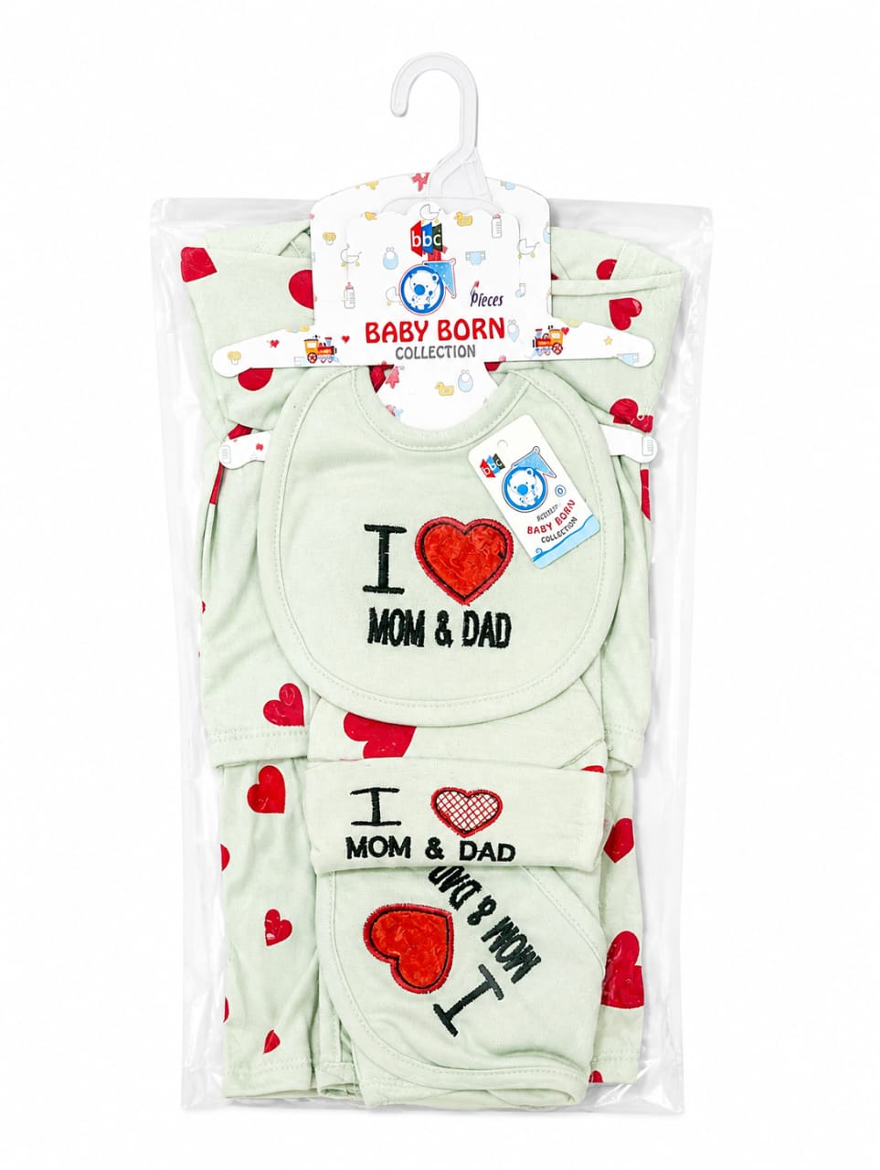 Infant Premium 5-Piece Layette Gift Set – "I Love Mom & Dad" Collection