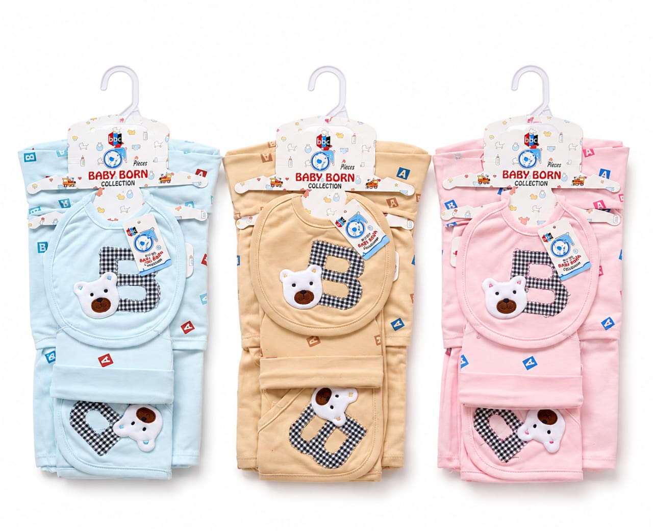 Infant Premium 5-Piece Layette Gift Set – "Teddy Gingham" Collection