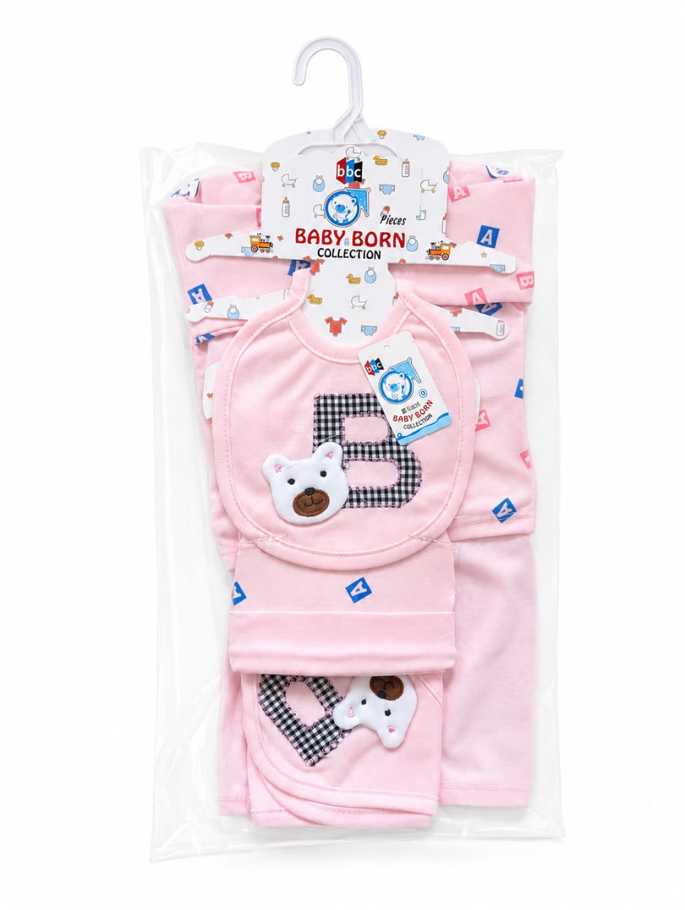 Infant Premium 5-Piece Layette Gift Set – "Teddy Gingham" Collection