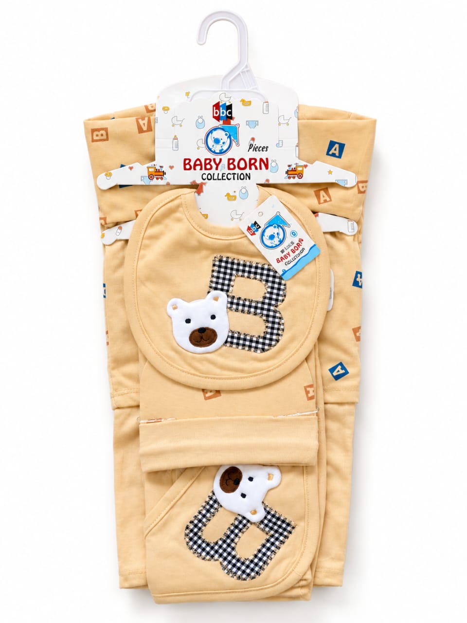 Infant Premium 5-Piece Layette Gift Set – "Teddy Gingham" Collection