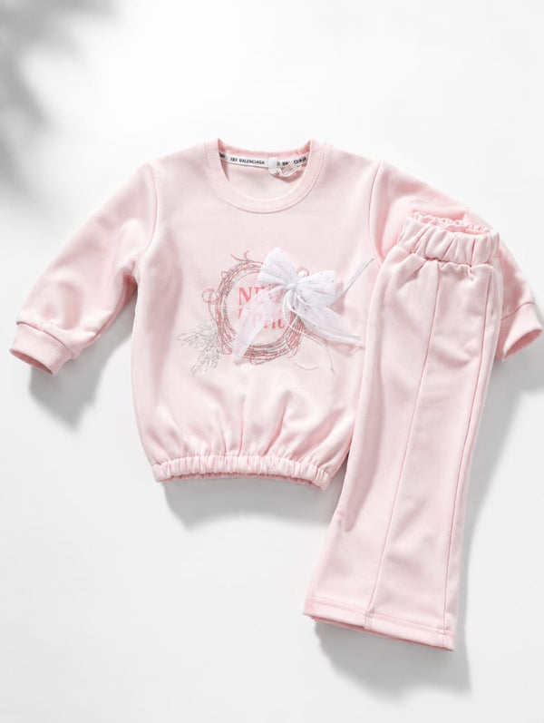 Toddler Girl Pink Co-Ord Lounge Set | "New Trend" Tracksuit