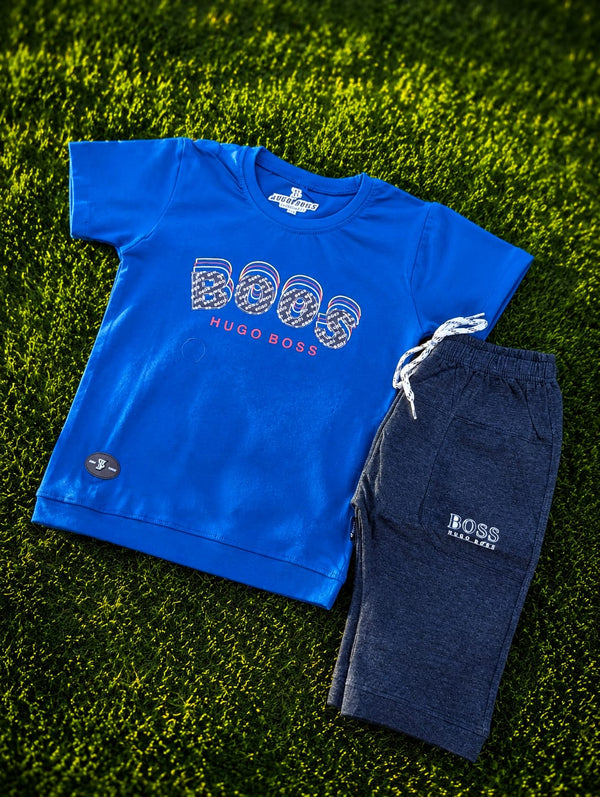 Baby Boys' Graphic Logo Tee & Drawstring Melange Shorts 2-Piece Set Suit
