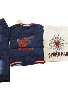 Boys Spider-Man 3-Piece Denim Clothing Set with Graphic Tank Top