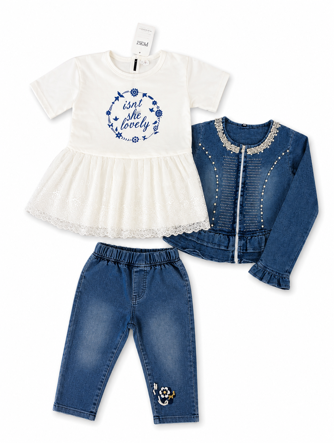 Little Princess Denim & Lace 3-Piece Set 👑
