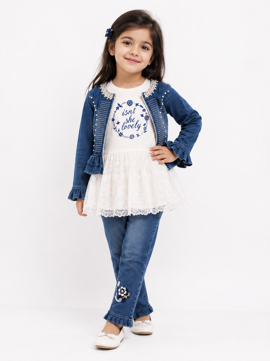 Little Princess Denim & Lace 3-Piece Set 👑